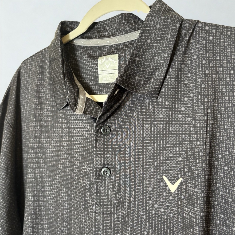 Callaway Mens Golf Polo Shirt Opti-Dri Geometric Black Performance Logo Large